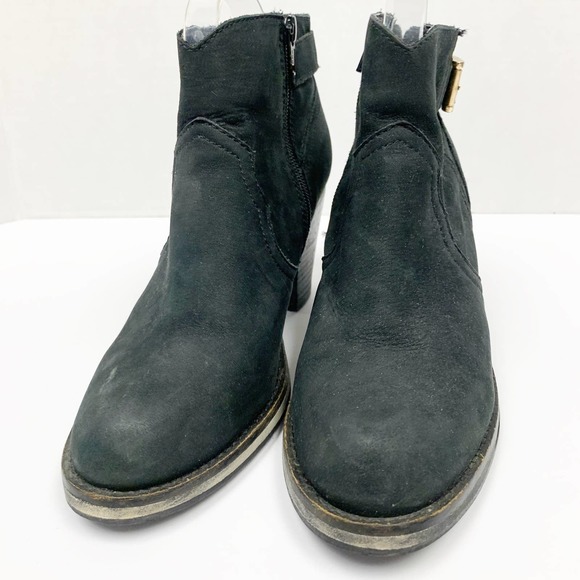 Aerosoles Black Suede Ankle Booties SZ 7.5 Buckle - Picture 5 of 6